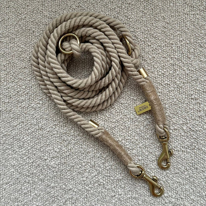 DREW'S DOGWEAR - BEIGE/ Verstellbare und weiche Hundeleine