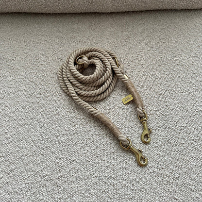 DREW'S DOGWEAR - BEIGE/ Verstellbare und weiche Hundeleine