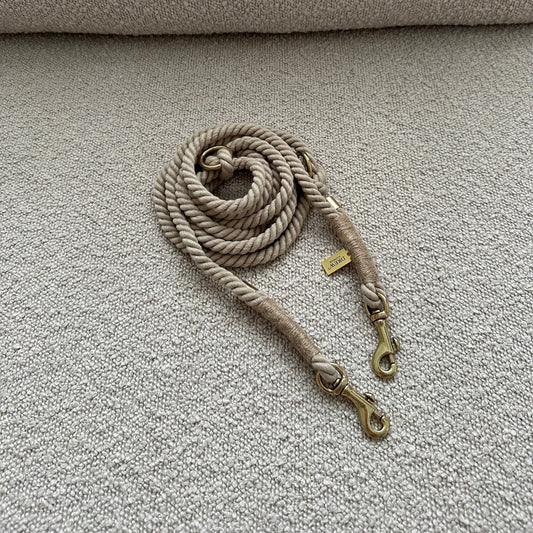 DREW'S DOGWEAR - BEIGE/ Verstellbare und weiche Hundeleine