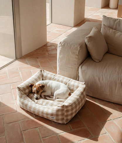 CAFIDE - Hundebett „Snozy“ – Vichy Beige