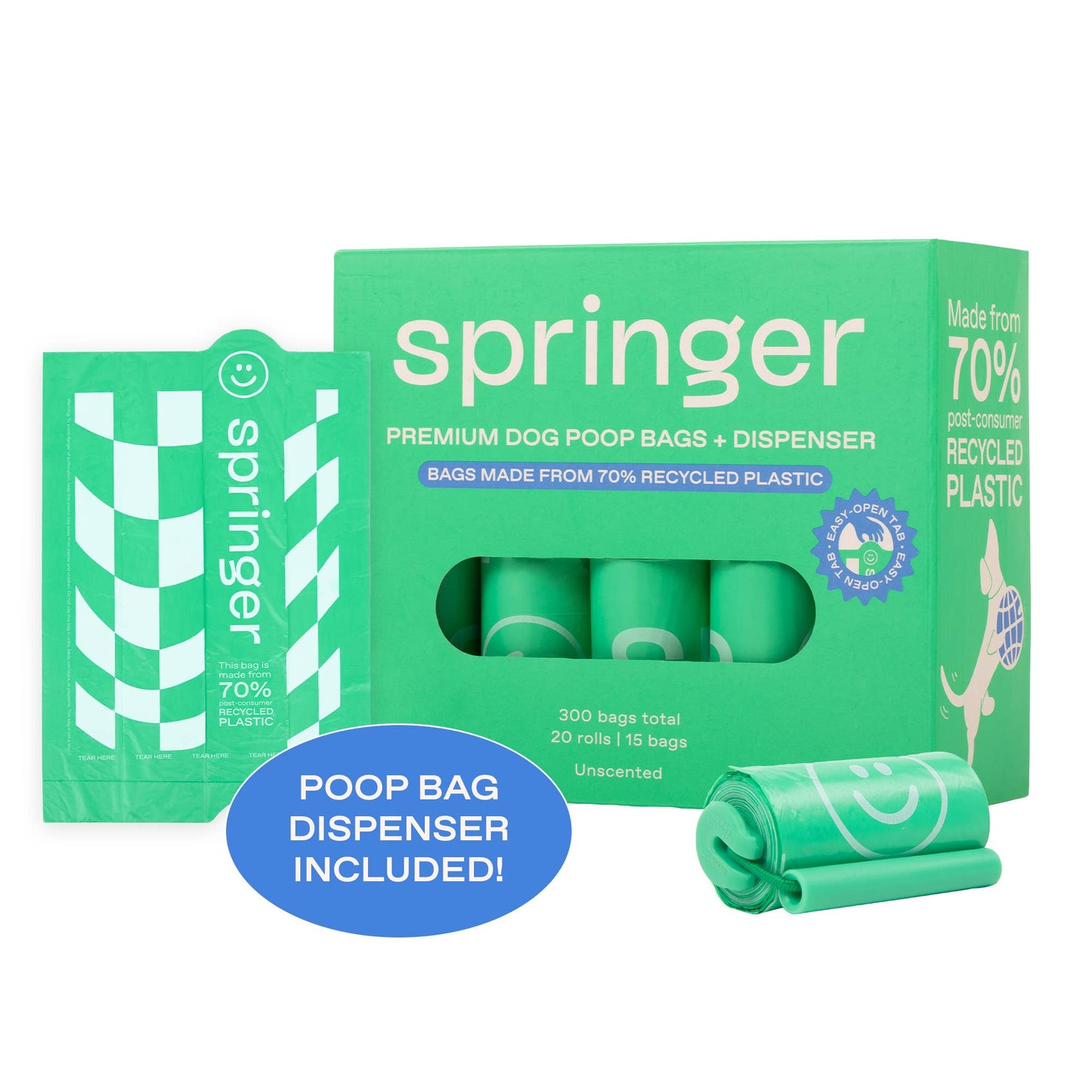 Springland Pets - Premium Hundekotbeutel – 300 Beutel, 20 Rollen (6 Pack) - OSSO BLU
