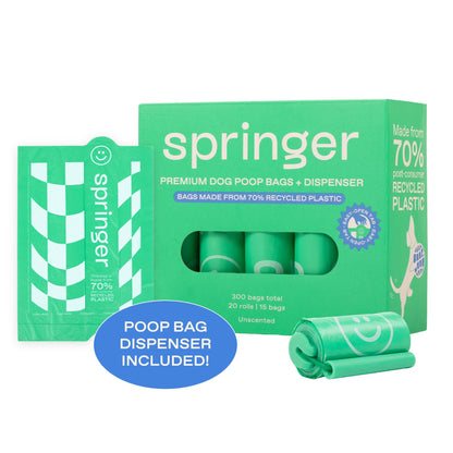 Springland Pets - Premium Hundekotbeutel – 300 Beutel, 20 Rollen (6 Pack) - OSSO BLU
