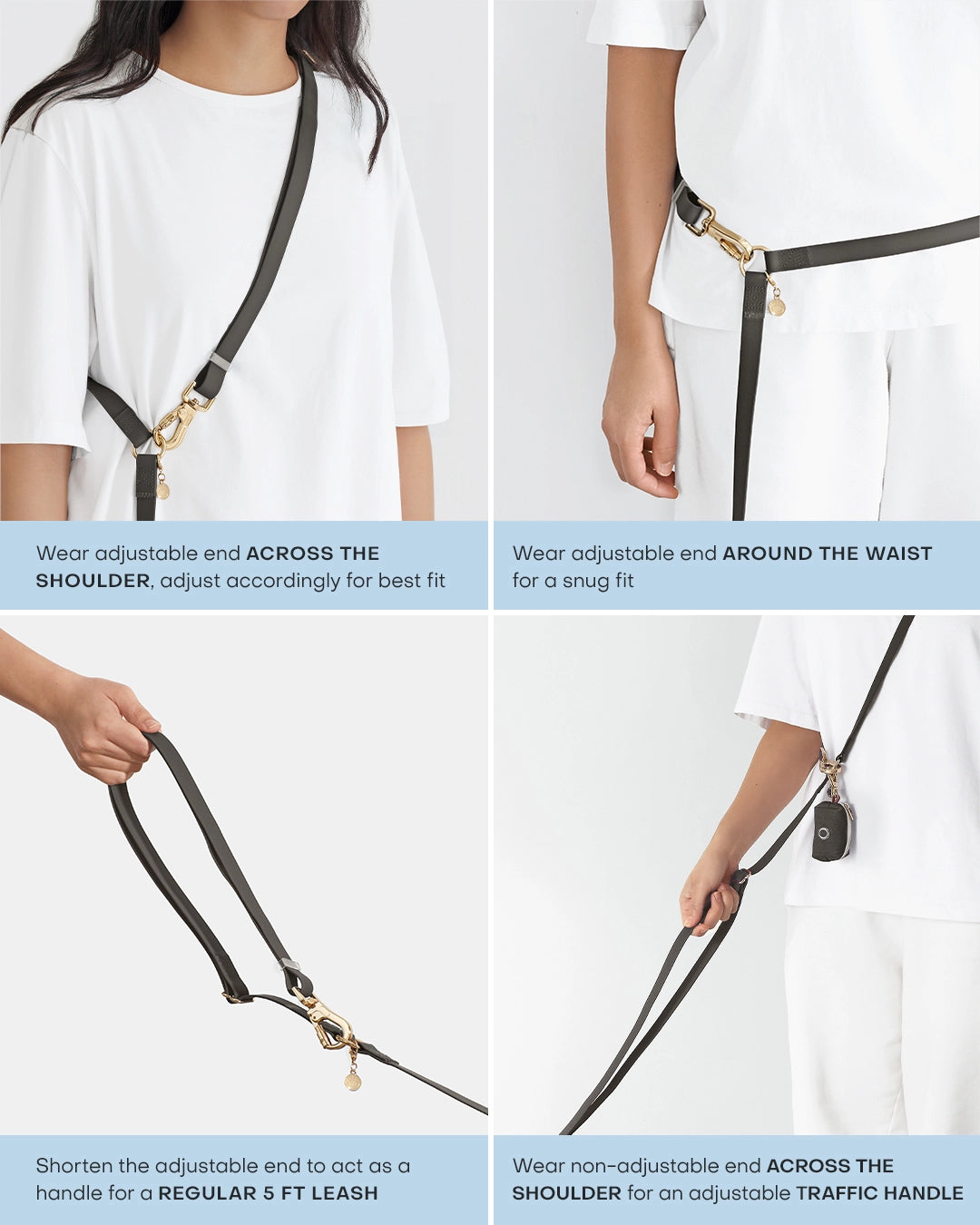 SUNNY TAILS - 4-in-1 Konvertierbare & Multifunktionale Hundeleine - Cherry Red