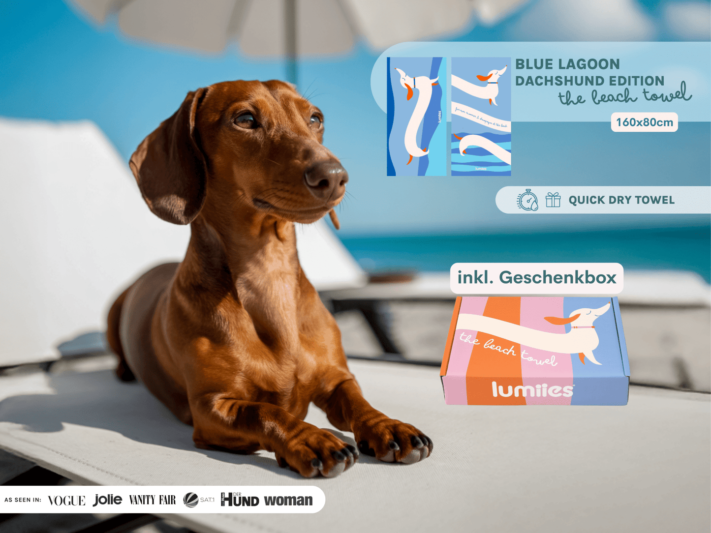 LUMIIES - Schnelltrocknendes Mikrofasertuch für Hunde – Dackel - OSSO BLU