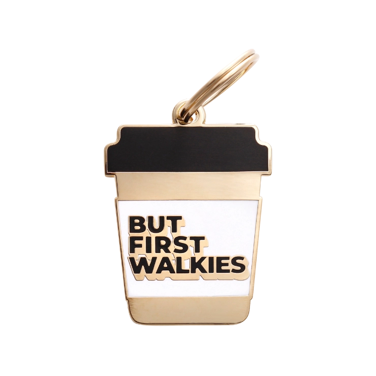 TWO TAILS PET COMPANY - But First Walkies Coffee Cup Pet ID Tag