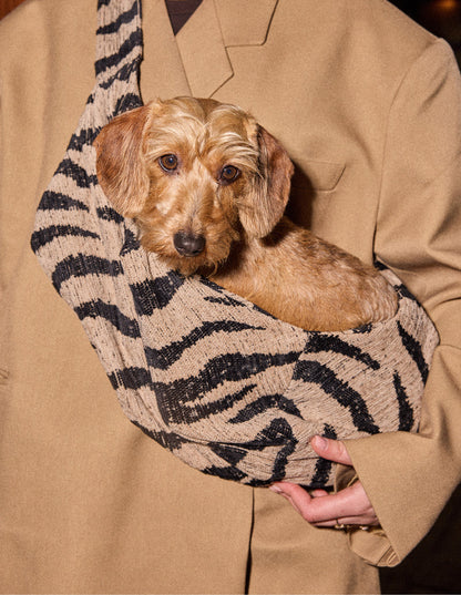 DOGGUO - Zebra Hundetragetasche - Beige/Black