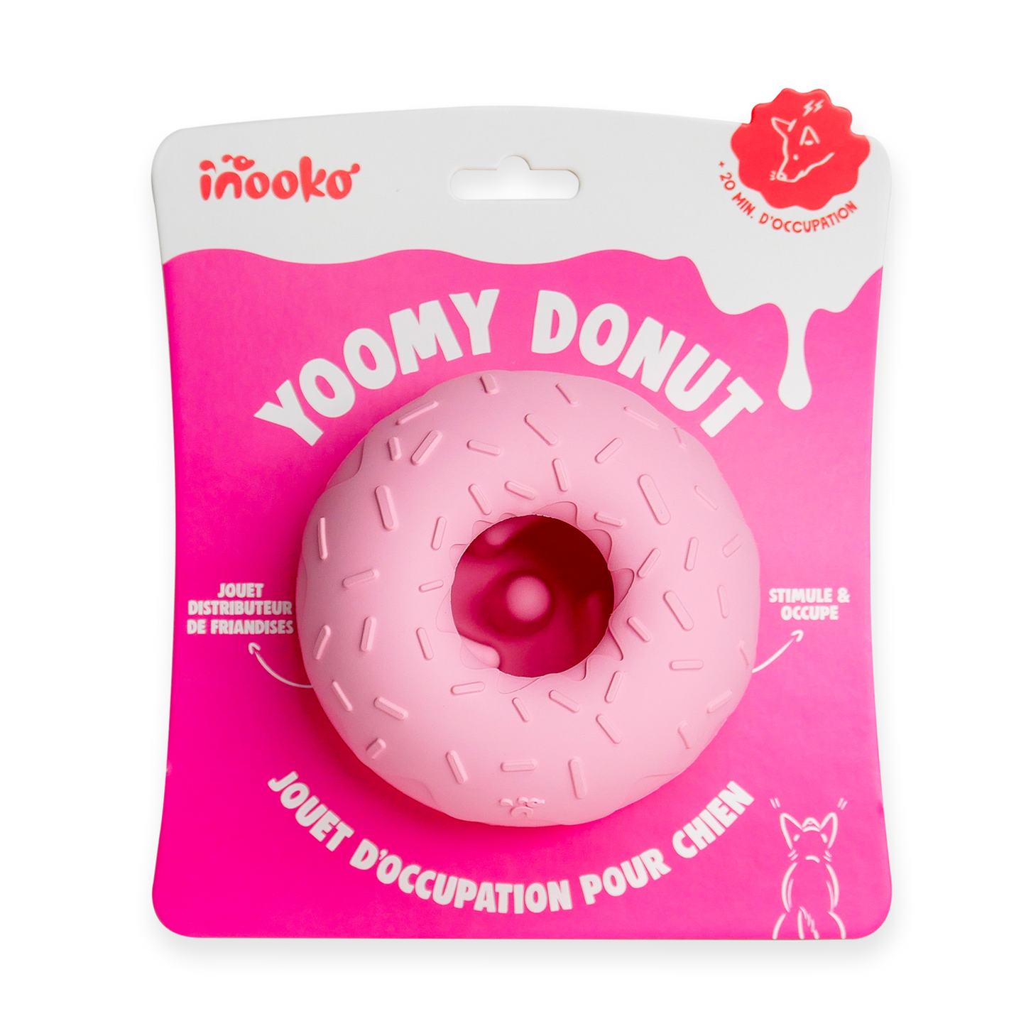 INOOKO – Yoomy Donut Schleckmatte & Beschäftigungsspielzeug für Hunde – Rosa