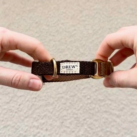 DREW'S DOGWEAR - Weiches & verstellbares Hundehalsband Chocolate